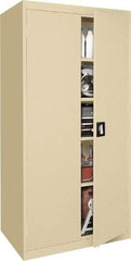 Sandusky Lee - 5 Shelf Locking Storage Cabinet - Steel, 36" Wide x 18" Deep x 72" High, Tan - Industrial Tool & Supply
