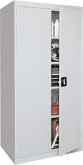 Sandusky Lee - 5 Shelf Locking Storage Cabinet - Steel, 36" Wide x 18" Deep x 72" High, Gray - Industrial Tool & Supply