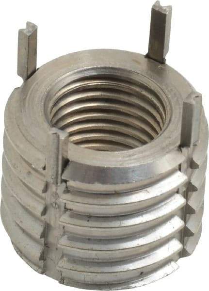 Recoil - 3/8-24 Internal, 5/8-11 External, 1/2" Insert Length, Extra Heavy Duty Keylocking Thread Inserts - Stainless Steel, Passivated Finish, Grade 303 - Industrial Tool & Supply