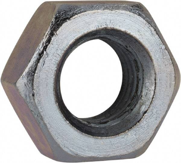 Value Collection - M10x1.25 Metric Fine Steel Right Hand Hex Nut - 17mm Across Flats, 8mm High, Zinc-Plated Finish - Industrial Tool & Supply