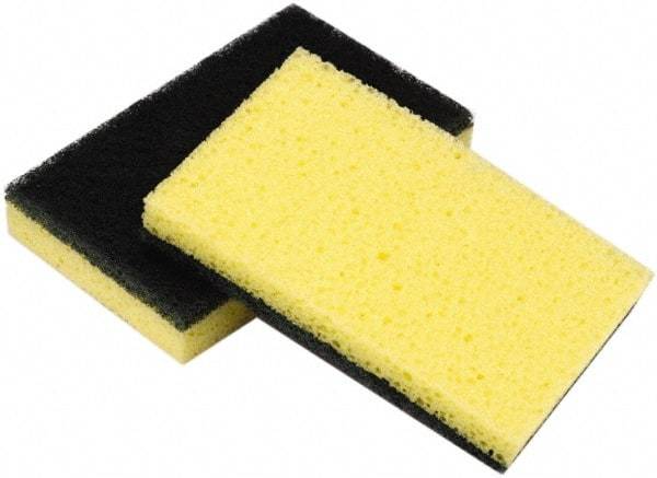 Ability One - 4-5/8" Long x 3" Wide x 3/4" Thick Sponge - Medium-Duty, Yellow/Green - Industrial Tool & Supply