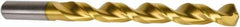 Precision Twist Drill - 0.2165" 135° High Speed Steel Jobber Drill - TiN Finish, Right Hand Cut, Parabolic Flute, Straight Shank, 3-21/32" OAL, Split Point - Industrial Tool & Supply