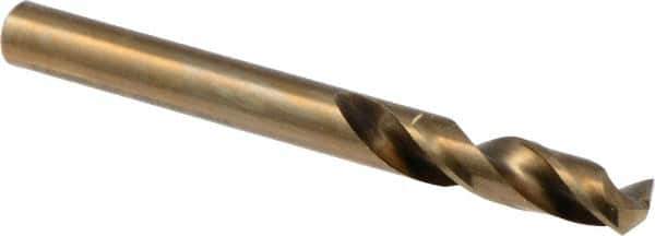 Precision Twist Drill - 0.252" 135° Spiral Flute Cobalt Screw Machine Drill Bit - Oxide/Gold Finish, Right Hand Cut, 31mm Flute Length, 70mm OAL, Split Point, Straight Shank - Industrial Tool & Supply