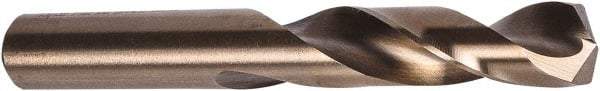 Precision Twist Drill - #10 135° Spiral Flute Cobalt Screw Machine Drill Bit - Oxide/Gold Finish, Right Hand Cut, 1-3/16" Flute Length, 2-1/4" OAL, Split Point, Straight Shank - Industrial Tool & Supply