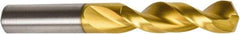 Precision Twist Drill - #16 135° Parabolic Flute High Speed Steel Screw Machine Drill Bit - TiN Finish, Right Hand Cut, 1-1/8" Flute Length, 2-3/16" OAL, Split Point, Straight Shank - Industrial Tool & Supply