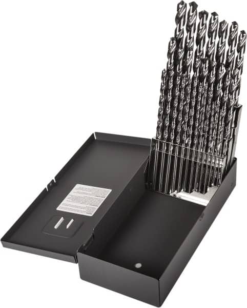Precision Twist Drill - 1/16 to 1/2", 118° Point, Bright Finish, High Speed Steel Taper Length Drill Bit Set - Industrial Tool & Supply