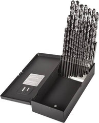 Precision Twist Drill - 1/16 to 1/2", 118° Point, Bright Finish, High Speed Steel Taper Length Drill Bit Set - Industrial Tool & Supply