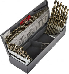 Precision Twist Drill - 1/16 to 1/2", 135° Point, Gold Finish, Cobalt Jobber Length Drill Bit Set - Industrial Tool & Supply