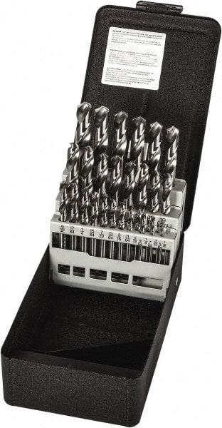 Precision Twist Drill - 1/16 to 1/2", 118° Point, Bright Finish, High Speed Steel Screw Machine Length Drill Bit Set - Industrial Tool & Supply