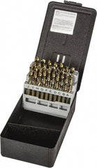 Precision Twist Drill - 135° Point, Gold Finish, Cobalt Screw Machine Length Drill Bit Set - Industrial Tool & Supply