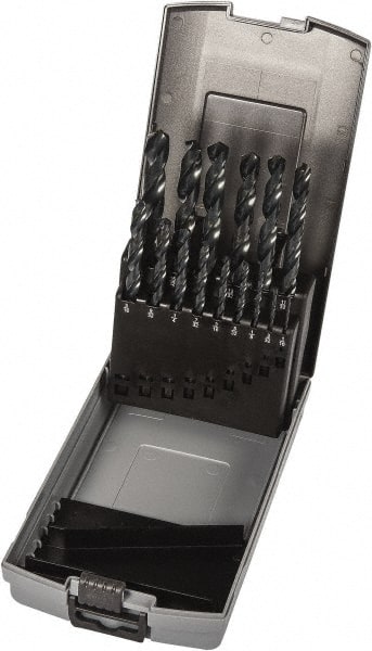 Precision Twist Drill - 1/16 to 1/2", 118° Point, Oxide Finish, High Speed Steel Jobber Length Drill Bit Set - Industrial Tool & Supply