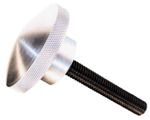 Morton Machine Works - 2-1/4" Head, Knurled Knob - Threaded Stem, Aluminum - Industrial Tool & Supply