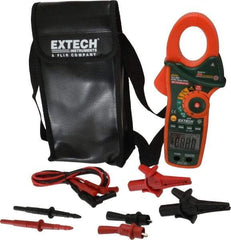 Extech - EX840, CAT IV, Digital True RMS Auto Ranging Clamp Meter with 1.7" Clamp On Jaws - 1000 VAC/VDC, 1000 AC/DC Amps, Measures Voltage, Capacitance, Continuity, Frequency, Resistance, Temperature - Industrial Tool & Supply