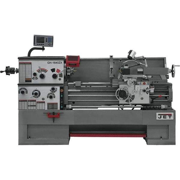 Jet - 16" Swing, 60" Between Centers, 230 Volt, Triple Phase Engine Lathe - 4MT Taper, 7-1/2 hp, 40 to 1,800 RPM, 1-1/2" Bore Diam - Industrial Tool & Supply