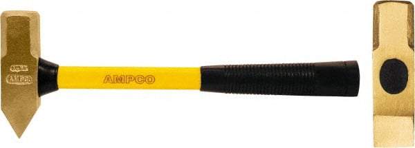 Ampco - 2-1/2 Lb Head Nickel Aluminum Bronze Nonsparking Cross Pein Hammer - 15" Fiberglass Handle, 1-9/16" Face Diam, 15" OAL, Lifetime Warranty, FM Approved - Industrial Tool & Supply