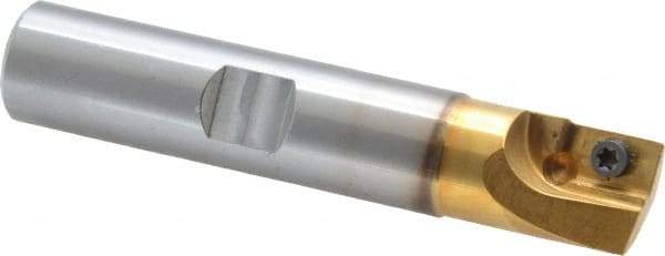 Superbee - 0.007 to 0.06 Inch Cutting Radius, 3/4 Inch Cutter Diameter, 1 Style EM15 Insert, 3/4 Inch Shank Diameter, Indexable Convex Radius Cutter - 4 Inch Overall Length - Industrial Tool & Supply