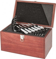 Starrett - 0 to 6" Range, 6 Piece Mechanical Outside Micrometer Set - 0.0001" Graduation, Ratchet Stop Thimble, Carbide Tipped Face - Industrial Tool & Supply