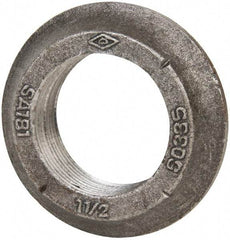 Made in USA - 1-1/2" Pipe, 3" Diam x 3/32" Thick, Tank Flange with Pilot - For Threaded Pipe, 2-1/4" Pilot Hole, 3/4" Overall Height, 2-3/8" Top Diam, Carbon Steel - Industrial Tool & Supply