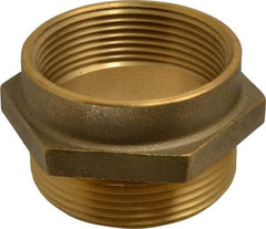 EVER-TITE Coupling Products - 2-1/2 FNPT x 2-1/2 MNST Hydrant Hex Nipple - Brass - Industrial Tool & Supply