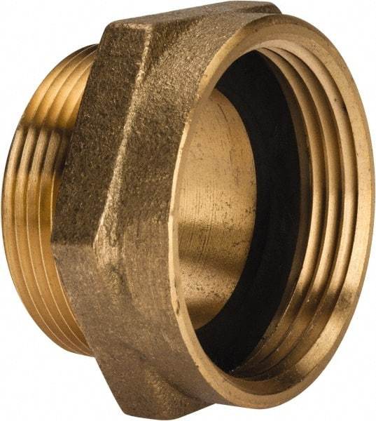 EVER-TITE Coupling Products - 1-1/2 FNST x 1-1/2 MNPT Hydrant Hex Nipple - Brass - Industrial Tool & Supply