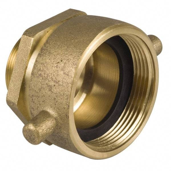 EVER-TITE Coupling Products - 2-1/2 FNST x 1-1/2 MNPT Hydrant Swivel Adapter - Brass - Industrial Tool & Supply