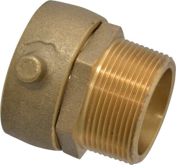 EVER-TITE Coupling Products - 1-1/2 FNST x 1-1/2 MNPT Hydrant Swivel Adapter - Brass - Industrial Tool & Supply