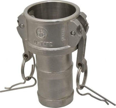 EVER-TITE Coupling Products - 2" Stainless Steel Cam & Groove Suction & Discharge Hose Female Coupler Hose Shank - Part C, 250 Max psi - Industrial Tool & Supply
