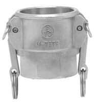 EVER-TITE Coupling Products - 4" Stainless Steel Cam & Groove Suction & Discharge Hose Female Coupler Female NPT Thread - Part D, 4" Thread, 100 Max psi - Industrial Tool & Supply