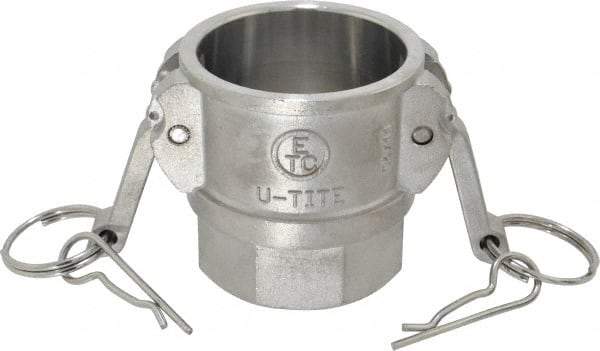 EVER-TITE Coupling Products - 2" Stainless Steel Cam & Groove Suction & Discharge Hose Female Coupler Female NPT Thread - Part D, 2" Thread, 250 Max psi - Industrial Tool & Supply