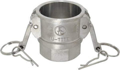 EVER-TITE Coupling Products - 2" Stainless Steel Cam & Groove Suction & Discharge Hose Female Coupler Female NPT Thread - Part D, 2" Thread, 250 Max psi - Industrial Tool & Supply