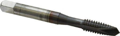 OSG - 5/8-18 UNF, 3 Flute, TiCN Finish, High Speed Steel Spiral Point Tap - Plug Chamfer, Right Hand Thread, 3-13/16" OAL, 1-13/16" Thread Length, 0.48" Shank Diam, 3B Class of Fit, Series 105 - Exact Industrial Supply