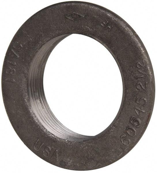 Made in USA - 2-1/2" Pipe, 4-1/4" Diam x 1/4" Thick, Tank Flange without Pilot - For Threaded Pipe, 1" Overall Height, 3-1/2" Bottom Diam, 3-7/32" Top Diam, Carbon Steel - Industrial Tool & Supply