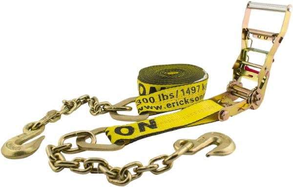 Erickson Manufacturing - 30' Long x 2" Wide, 10,000 Lb Basket Capacity, Polyester & Steel Web Sling - Yellow - Industrial Tool & Supply