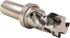 Seco - 50mm Cut Diam, 55mm Max Depth of Cut, 32mm Shank Diam, 139.5mm OAL, Indexable Square Shoulder Helical End Mill - XO.. 1204 Inserts, Weldon Shank, 90° Lead Angle, Through Coolant, Series Super Turbo - Industrial Tool & Supply