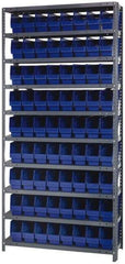 Quantum Storage - 72 Bin Store-More Shelf Bin System - 36 Inch Overall Width x 12 Inch Overall Depth x 75 Inch Overall Height, Blue Polypropylene Bins - Industrial Tool & Supply