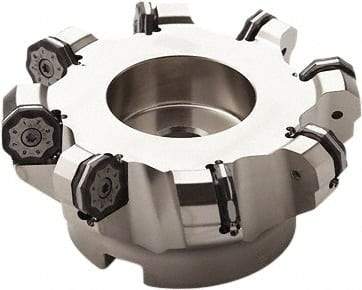 Seco - 215mm Cut Diam, 60mm Arbor Hole, 6mm Max Depth of Cut, 40° Indexable Chamfer & Angle Face Mill - 12 Inserts, ON.. 0905 Insert, Right Hand Cut, 12 Flutes, Series Double OctoMill - Industrial Tool & Supply