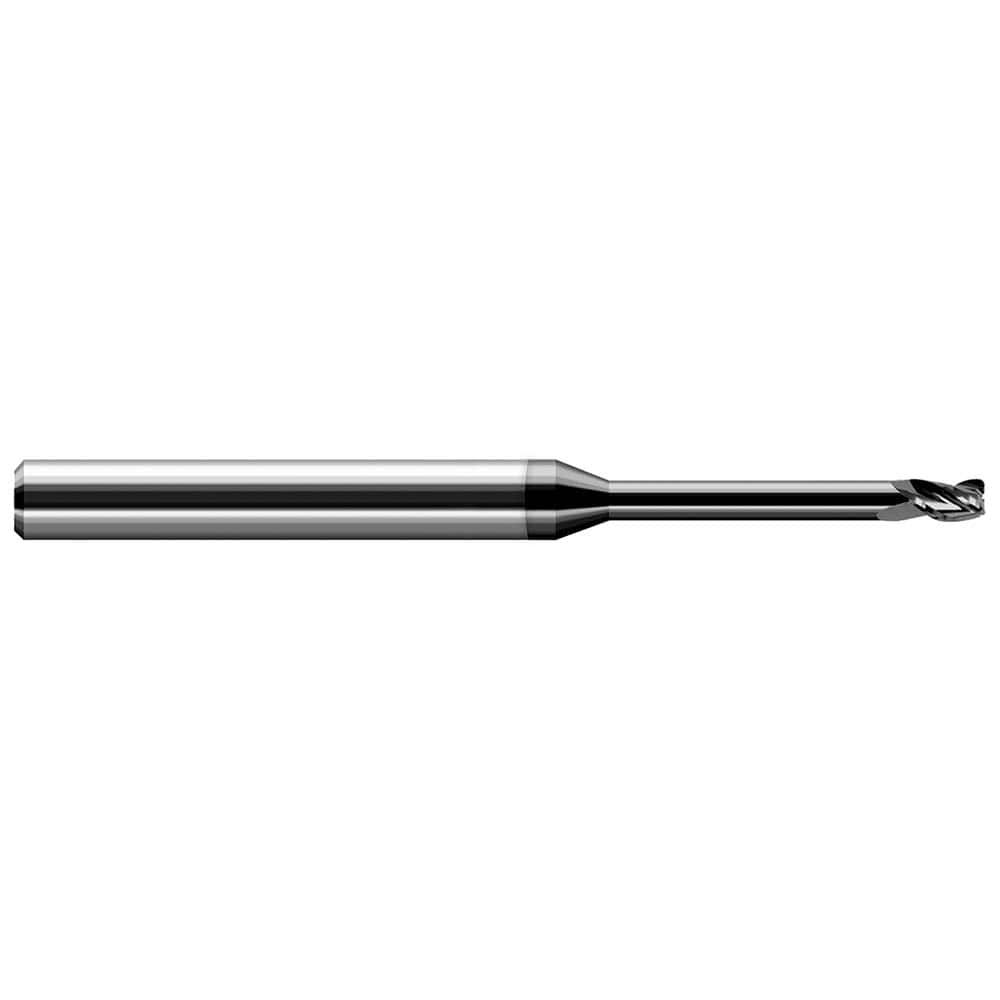 Corner Radius End Mill: 3/16″ Dia, 9/32″ LOC, 0.03″ Radius, 3 Flutes, Solid Carbide 3″ OAL, 3/16″ Shank Dia, 30 ° Helix, Amorphous Diamond Coated, Corner Radius End, Centercutting
