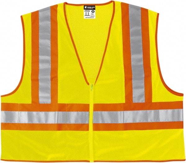 MCR Safety - Size 3XL Flame Resistant/Retardant Lime General Purpose Vest - 27.4" Chest, ANSI 107-2015, Nonconductive Zipper Closure, 2 Pockets, Polyester - Industrial Tool & Supply