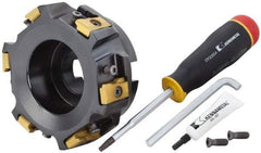 Kennametal - 6 Inserts, 5" Cut Diam, 1-1/2" Arbor Diam, 25.45mm Max Depth of Cut, Indexable Square-Shoulder Face Mill - 0/90° Lead Angle, 2-3/8" High, LN.U 2210.. Insert Compatibility, Series MEGA90 - Industrial Tool & Supply