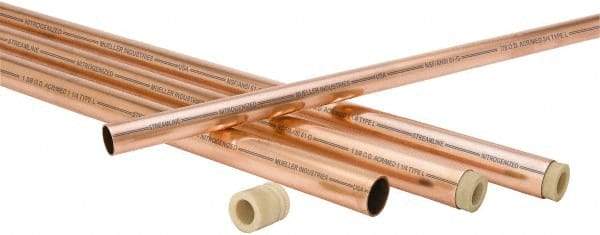 Mueller Industries - 10' Long, 5/8" OD x 1/2" ID, Grade C12200 Copper Nitrogenized Tube - 0.04" Wall Thickness, 0.285 Ft/Lb - Industrial Tool & Supply