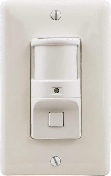 Hubbell Wiring Device-Kellems - 1,200 Square Ft. Coverage, Infrared Motion Sensor Wall Switch - 1,800 at 120 V Incandescent, 4,155 at 277 V Fluorescent, 120 to 277 VAC, White - Industrial Tool & Supply