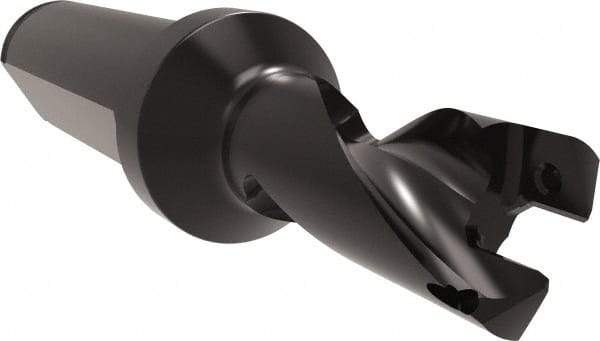 Allied Machine and Engineering - Series 14, 14 to 15mm Diam, 3/4" Diam Straight Shank with Flange, Helical Flute Spade Drill - 11/16" Max Depth, 1-3/4" Body Length, 3-25/32" OAL, Short Length, Through Coolant - Industrial Tool & Supply