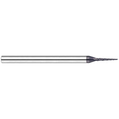 Tapered End Mill: 5 ° per Side, 1/16″ Small Dia, 3 Flutes, Solid Carbide, Square End 3/16″ Shank Dia, 3″ OAL, AlTiN Nano Finish, Series Miniature End Mills - Tapered - Square