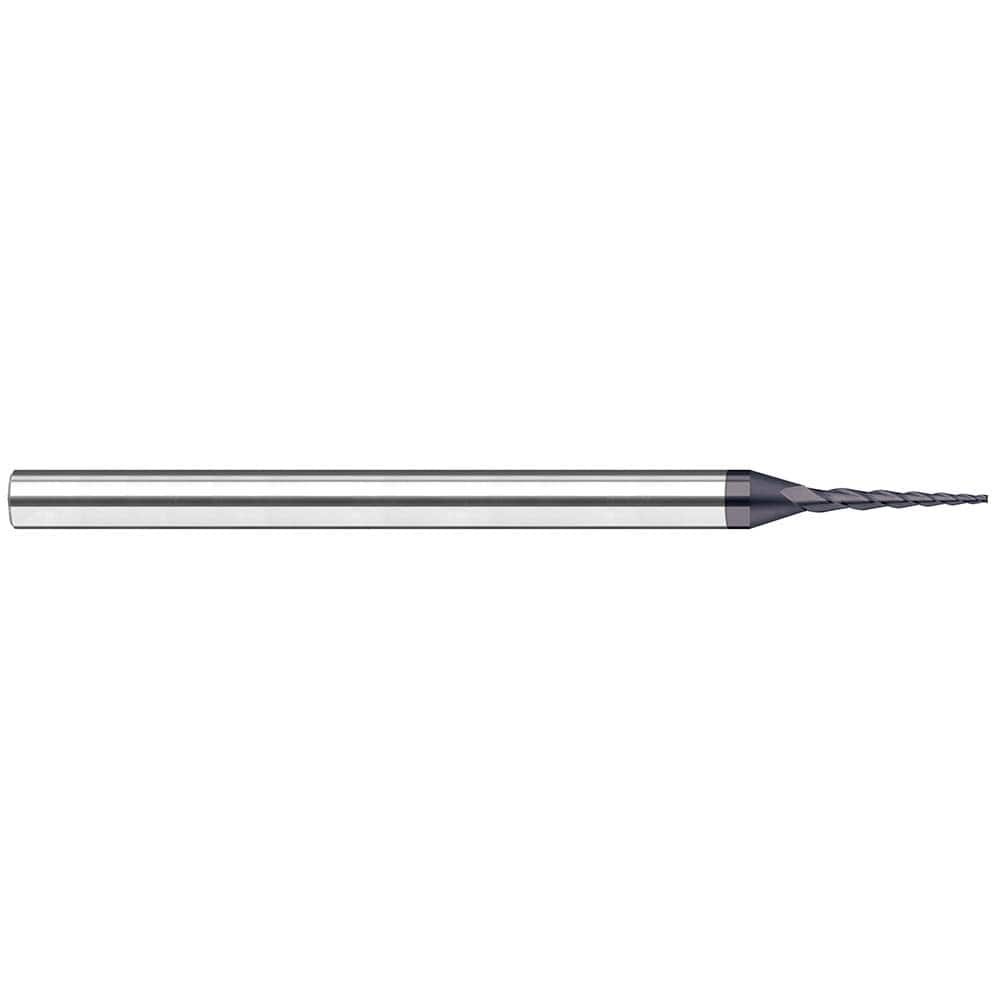 Tapered End Mill: 15 ° per Side, 0.24″ LOC, 3 Flutes, Solid Carbide, Square End 2″ OAL, AlTiN Nano Finish, Series Miniature End Mills - Tapered - Square