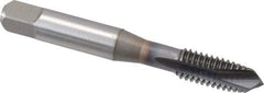 OSG - 3/8-16 UNC, 3 Flute, TiCN Finish, Vanadium High Speed Steel Spiral Point Tap - Plug Chamfer, Right Hand Thread, 2-15/16" OAL, 1-1/4" Thread Length, 0.381" Shank Diam, 3B Class of Fit, Series 300 - Exact Industrial Supply