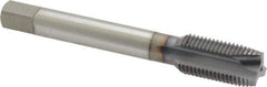 OSG - 1/2-20 UNF, 3 Flute, TiCN Finish, Vanadium High Speed Steel Spiral Point Tap - Plug Chamfer, Right Hand Thread, 3-3/8" OAL, 1-21/32" Thread Length, 0.367" Shank Diam, 3B Class of Fit, Series 300 - Exact Industrial Supply