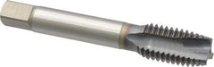 OSG - 5/8-11 UNC, 3 Flute, TiCN Finish, Vanadium High Speed Steel Spiral Point Tap - Plug Chamfer, Right Hand Thread, 3-13/16" OAL, 1-13/16" Thread Length, 0.48" Shank Diam, 3B Class of Fit, Series 300 - Exact Industrial Supply