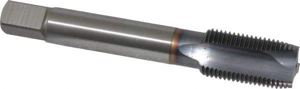 OSG - 5/8-18 UNF, 3 Flute, TiCN Finish, Vanadium High Speed Steel Spiral Point Tap - Plug Chamfer, Right Hand Thread, 3-13/16" OAL, 1-13/16" Thread Length, 0.48" Shank Diam, 3B Class of Fit, Series 300 - Exact Industrial Supply