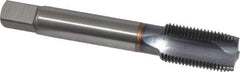 OSG - 5/8-18 UNF, 3 Flute, TiCN Finish, Vanadium High Speed Steel Spiral Point Tap - Plug Chamfer, Right Hand Thread, 3-13/16" OAL, 1-13/16" Thread Length, 0.48" Shank Diam, 3B Class of Fit, Series 300 - Exact Industrial Supply