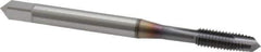 OSG - #10-32 UNF, 3 Flute, TiCN Finish, Vanadium High Speed Steel Spiral Point Tap - Plug Chamfer, Right Hand Thread, 2-3/8" OAL, 7/8" Thread Length, 0.194" Shank Diam, 3B Class of Fit, Series 300 - Exact Industrial Supply